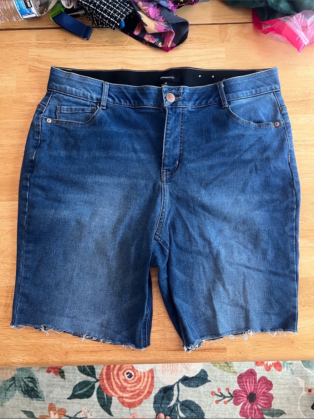 Two-Pair Plus Size Denim Jean shorts  - Light and Dark Blue Wash - Picture 7 of 11